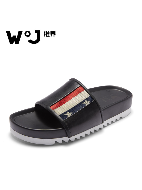 维界夏季潮流版式一字拖鞋青春时尚家用户外两用简约男鞋时尚个性