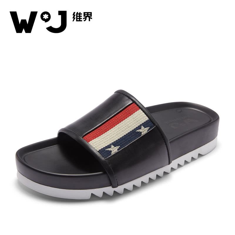 维界夏季潮流版式一字拖鞋青春时尚家用户外两用简约男鞋时尚个性图片