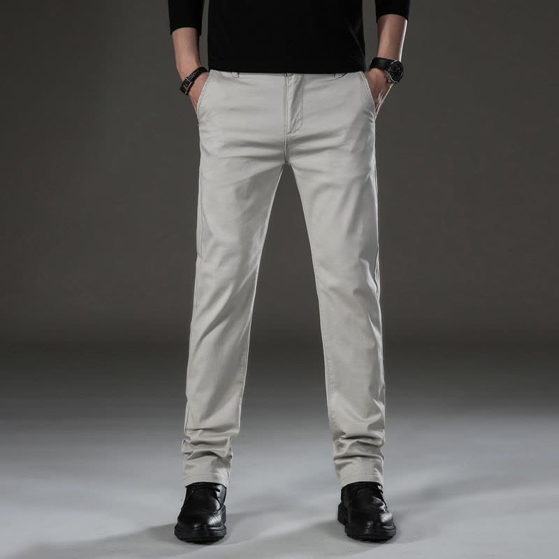 四季常规常规男式弹力休闲裤男青年商务宽松直筒裤男装磨毛小西裤图片