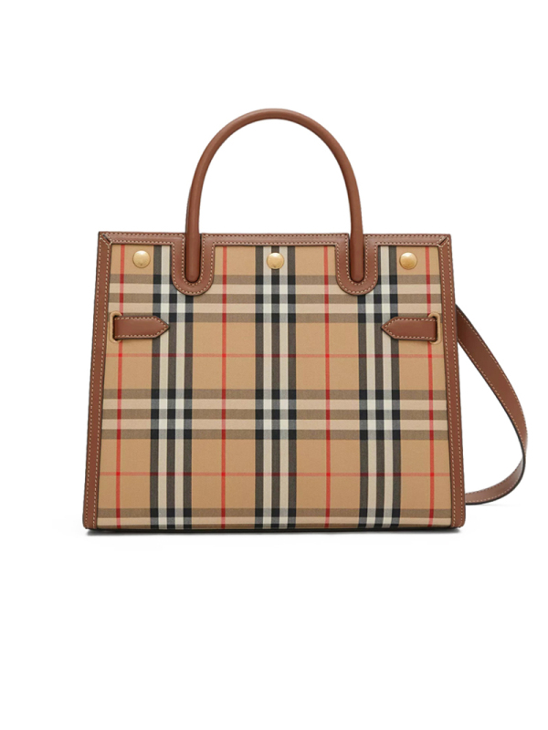 预售 BURBERRY Title - 小号 Vintage 格纹双提柄泰尔勒手袋
