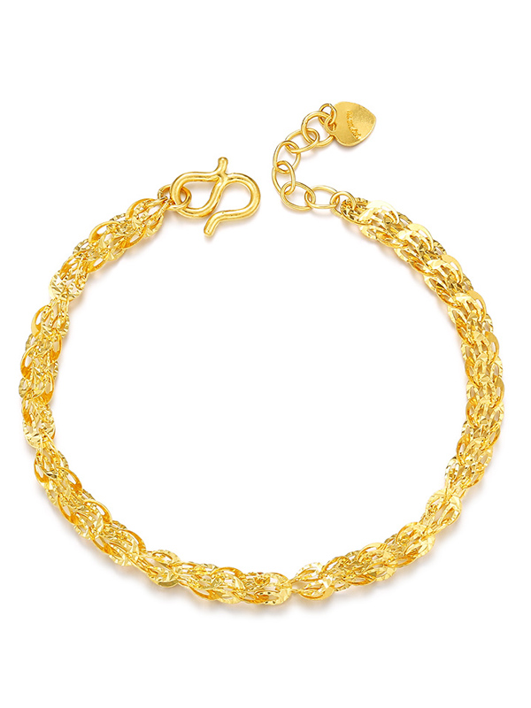 金大福(king tai fook)珠宝黄金车花凤尾手链 女款足金999凤尾链手饰