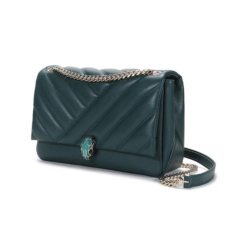 宝格丽bvlgari女士serpenticabochon粒面牛皮蛇头扣手提单肩斜挎包