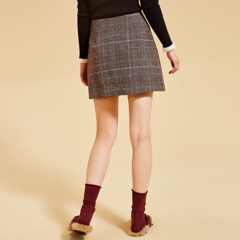 a字半身裙女2018冬季新款韩版秋冬高腰时尚修身显瘦格子短裙女装