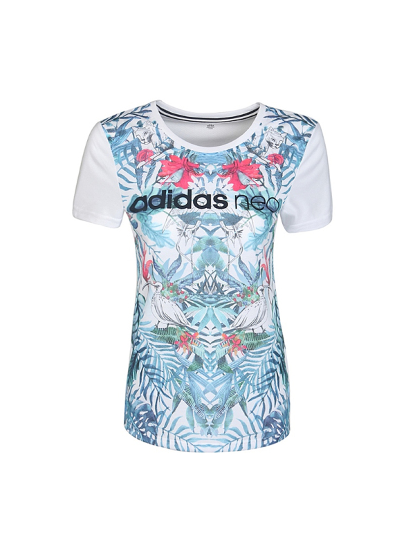 ADIDAS阿迪达斯neo秋季女子休闲运动舒适短袖T恤BP6636