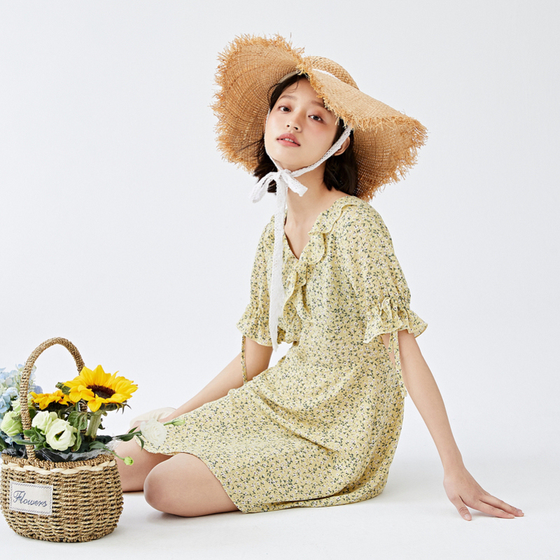 【满198减100预估价：71】森马女装2021时尚碎花连衣裙仙女女夏收腰显瘦气质连衣裙轻熟风
