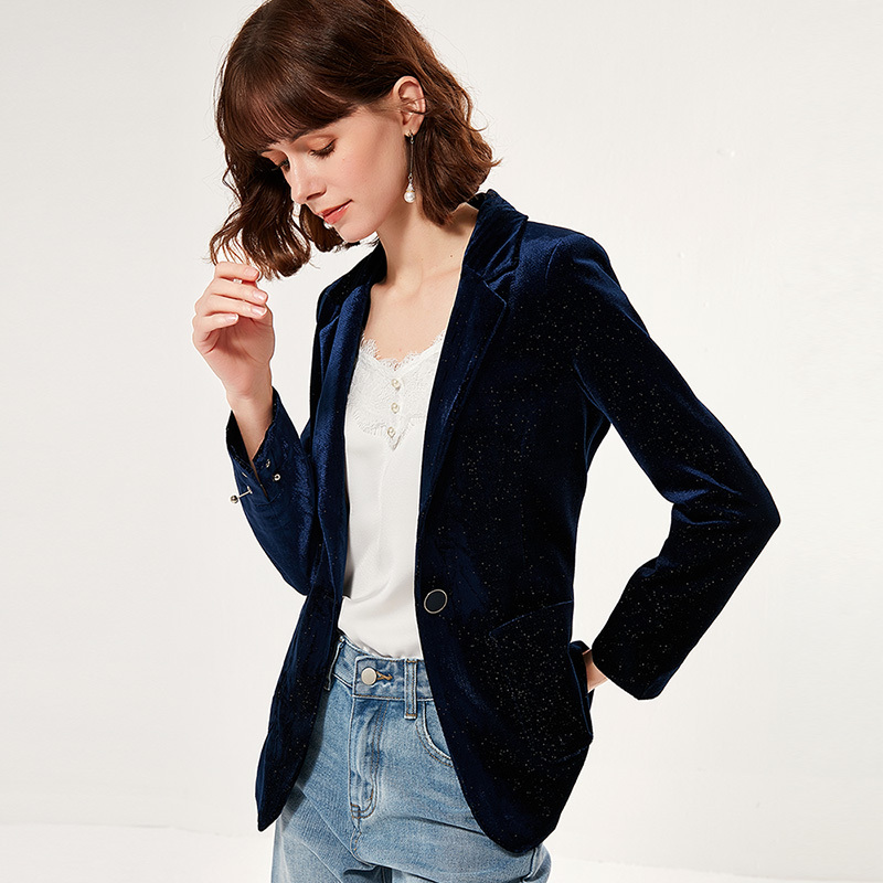 丝绒西装外套女修身收腰亮丝西服报价_参数_图片_视频_怎么样_问答