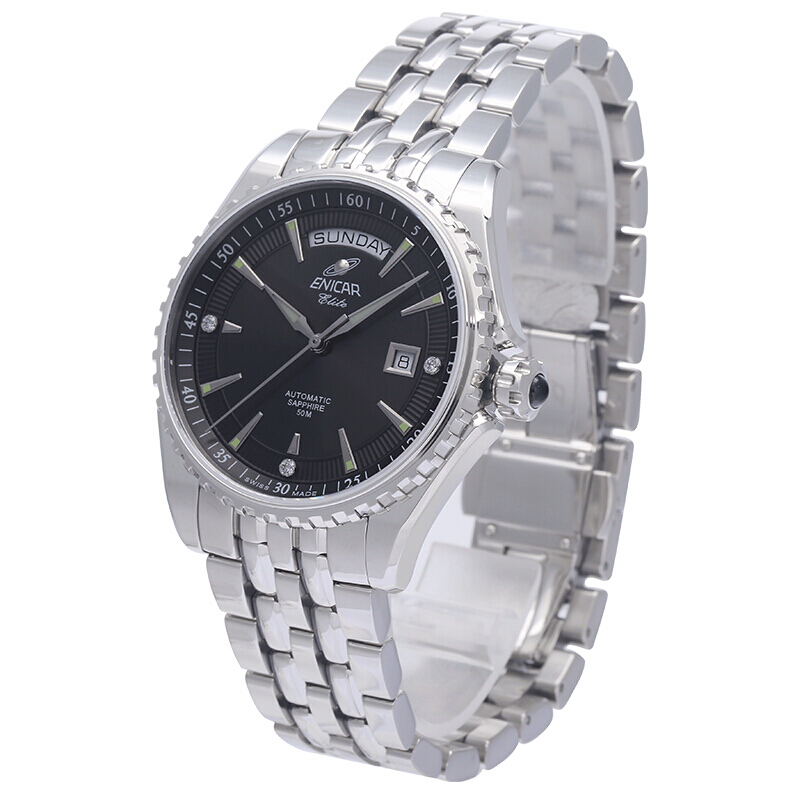 英纳格enicar精英系列时尚简约休闲商务钢带自动机械男士手表31695135