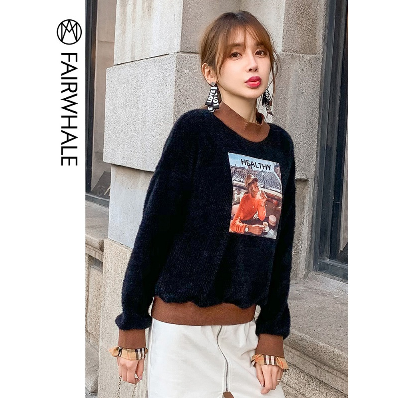马克华菲女装2020春新款韩版街头风卫衣女短款宽松套头衫上衣百搭
