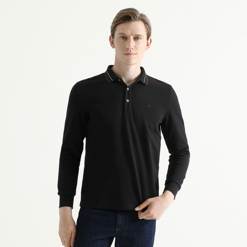 柒牌seven男装长袖polo衫2020秋季商务休闲翻领男士polo衫弹力透气肤