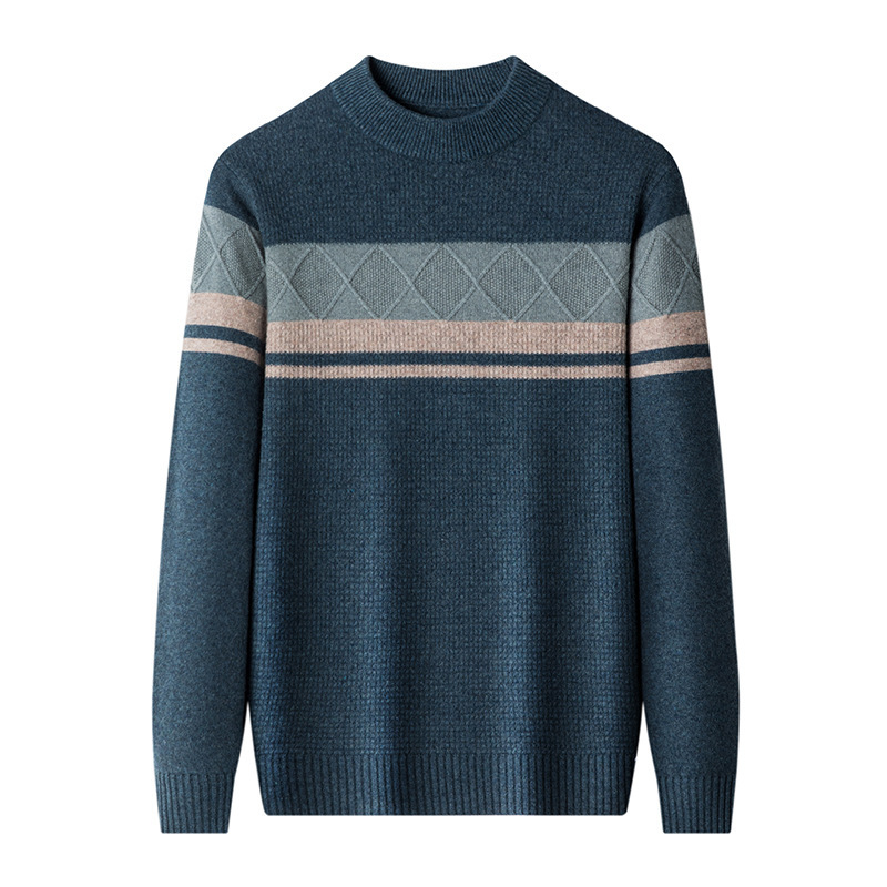 羊毛衫男士圆领秋冬季加厚套头衫中青年粗毛线衣爸爸装针织衫