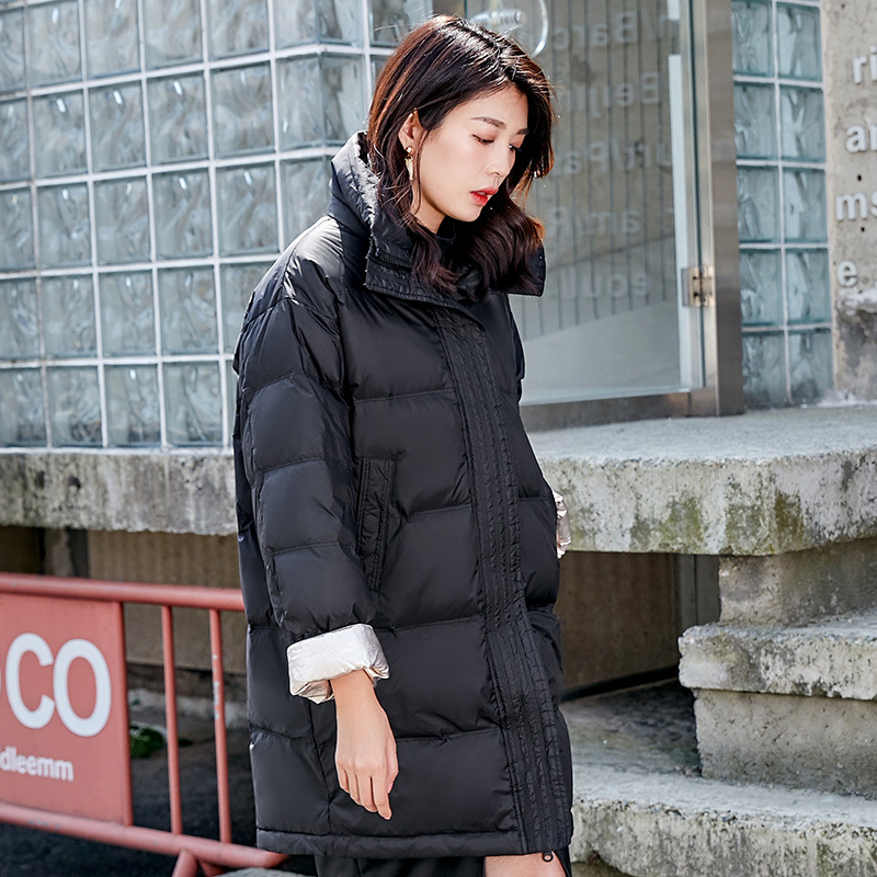 冰洁2019冬装新款女装时尚宽松显瘦加厚中长款羽绒服女J90143302D