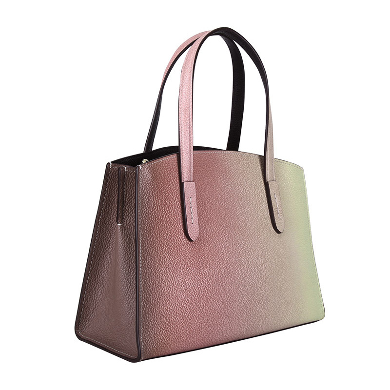 COACH 蔻驰 奢侈品 女士专柜款粉色渐变色皮质手提单肩斜挎包