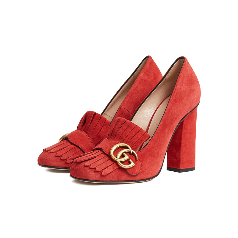 gucci古驰古驰marmont系列gg麂皮高跟鞋408206视频