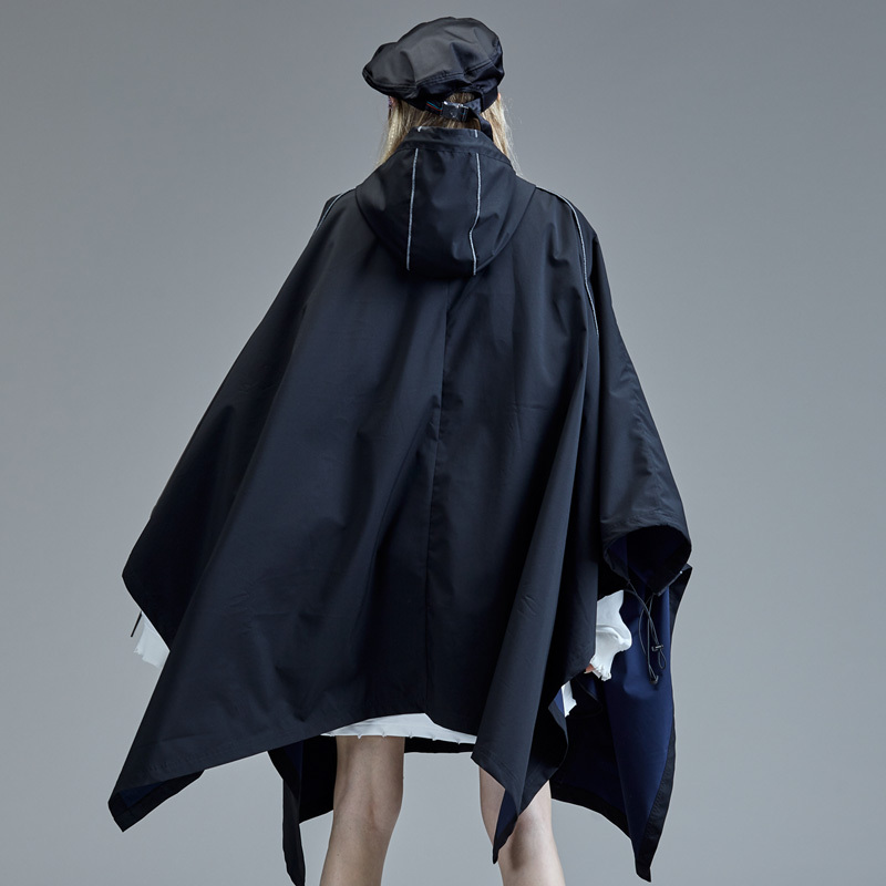 guuka潮牌防风衣女中长款秋季嘻哈情侣款斗篷外套披风雨衣女宽松