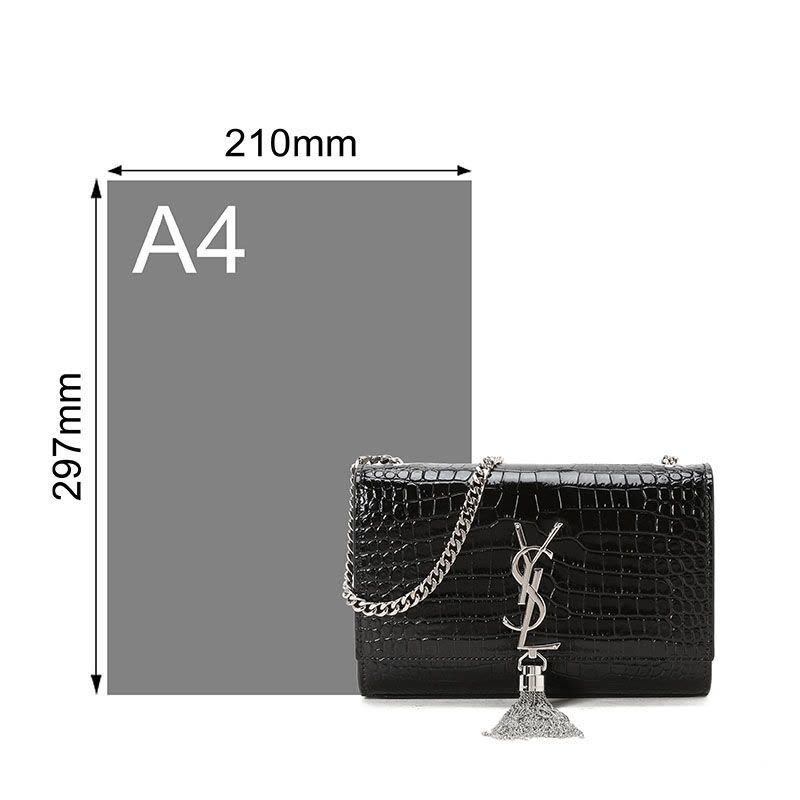 预售 圣罗兰 YSL KATE 链条包小号 流苏款字母LOGO鳄鱼压纹 女士单肩包 474366金扣图片
