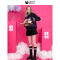 a02新款时尚字母拼接宽松短款连帽针织毛衣女潮D1U6D0281ST