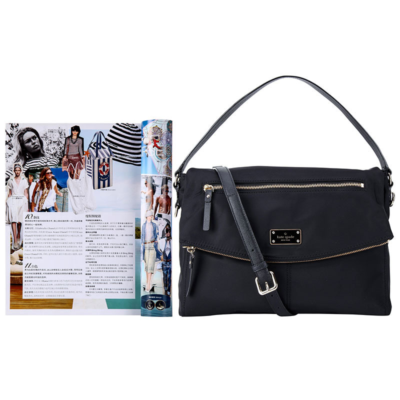 Kate Spade 凯特·丝蓓 奢侈品 女款黑色帆布手提单肩斜挎包 WKRU4215 001