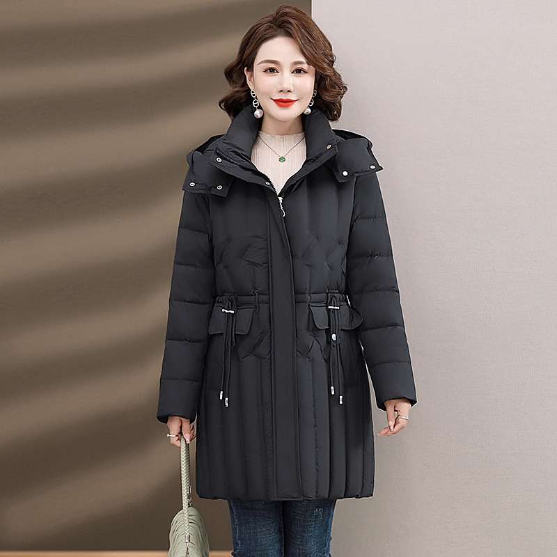 寻蔻家中老年妈妈装大码羽绒服中年女装90绒白鸭绒外套冬装女