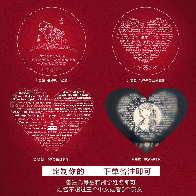 MY QAMRA18k金彩金一路有你黄金项链 女士抖音100种语言我爱你投影玫瑰金吊坠au75