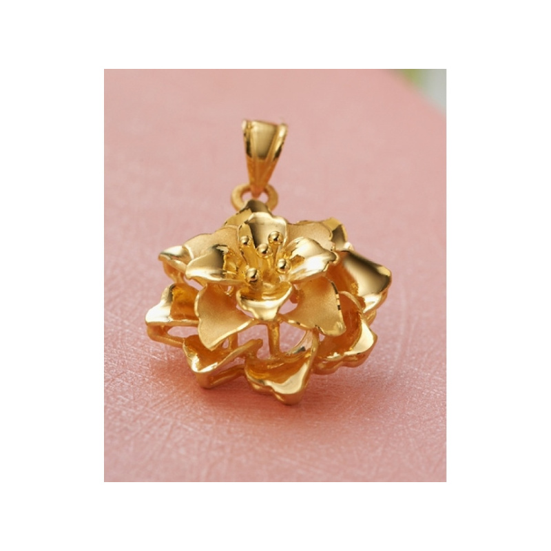 周大福珠宝首饰光沙盛开花朵足金黄金吊坠计价足金工费118元f217554