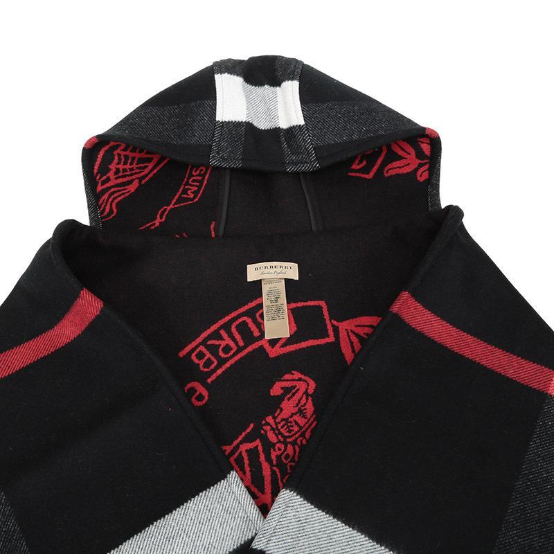 BURBERRY 博柏利 女款格纹图案羊毛连帽围巾 80057851