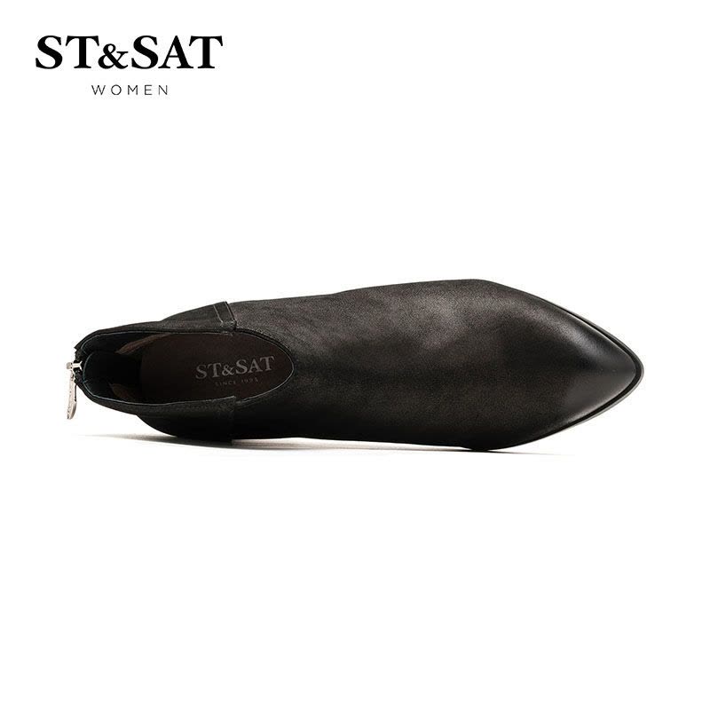 星期六ST&SAT专柜同款牛皮休闲舒适英伦女短靴SS64117551图片