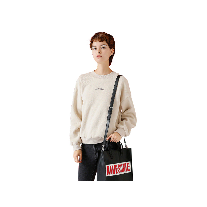 初语多色基础款套头宽松加绒圆领潮牌加绒卫衣女
