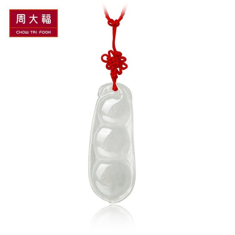精品周大福珠宝首饰四季平安豆荚翡翠玉坠K63235