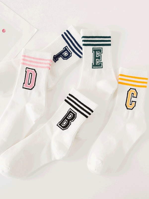 初愫10双装韩系运动潮袜优质棉中筒女袜