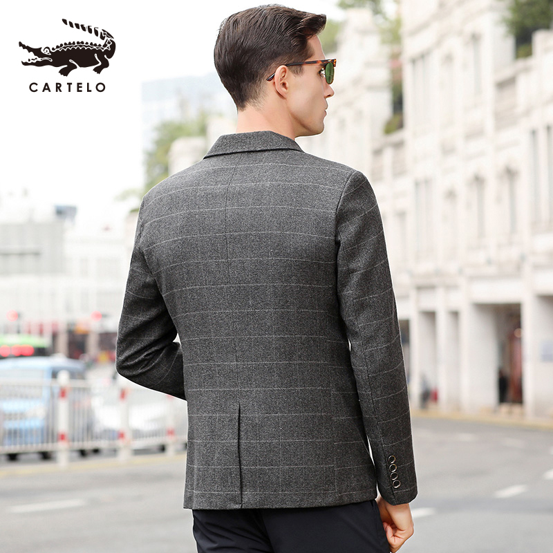 卡帝乐鳄鱼(CARTELO)西服男韩版潮男士外套上衣休闲西装单西男薄款