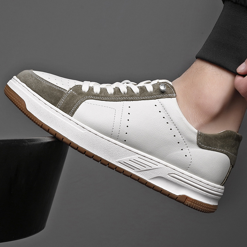 男鞋真皮2025春季新款休闲皮鞋男士软底一脚蹬板鞋运动鞋