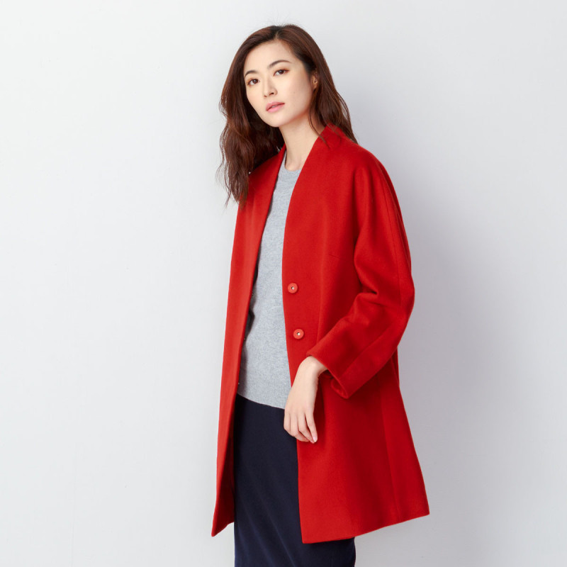 鄂尔多斯ERDOS 中长款修身外套女大衣