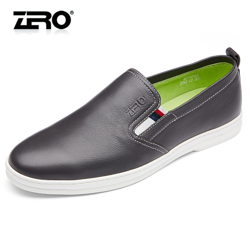 zero零度休闲皮鞋秋季套脚懒人鞋一脚蹬轻便舒适男士头层牛皮皮鞋