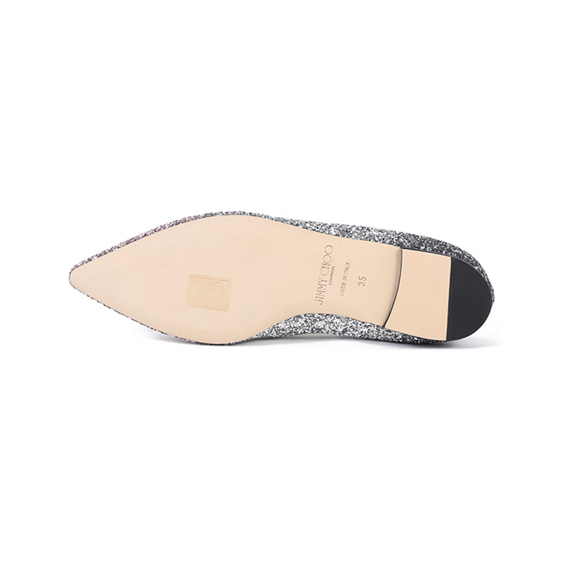 周仰杰 JIMMY CHOO 女士闪光面料尖头单鞋平底鞋ROMY FLAT VNB 201 BALLET