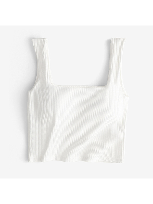 Ceba夏季美背文胸大方领纯棉无钢圈内衣女一体式罩杯网红露肚脐小背心