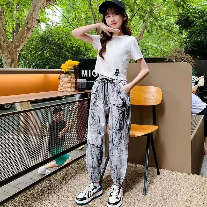 Brookings女童夏季套装2023新款洋气女孩套装时髦儿童夏装两件套
