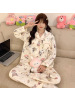 秋冬季长袖睡衣女云朵棉开衫翻领可爱卡通韩版休闲宽松家居服套装