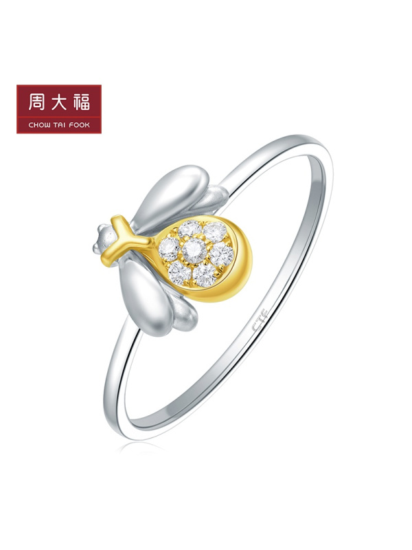 刻字 周大福珠宝首饰萤火虫18K金钻石戒指 钻戒精选U168886