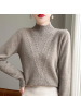 秋冬半高领厚款羊毛衫女针织打底衫长袖套头毛衣提花宽松显瘦上衣