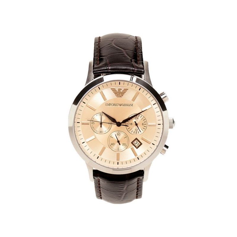 阿玛尼emporioarmani手表简约时尚质感皮带三眼计时男士石英表ar2433