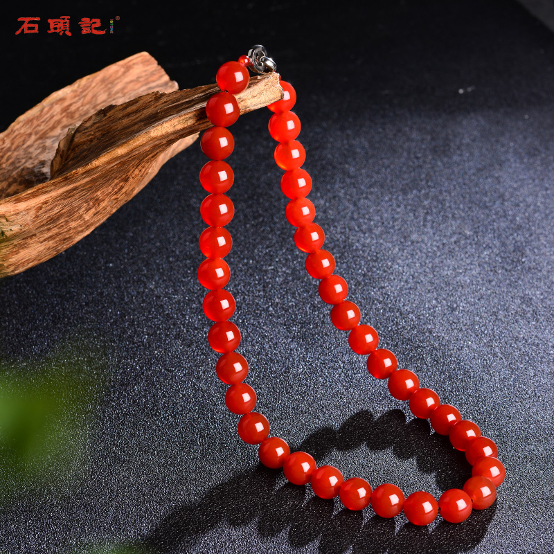 石头记红玛瑙项链女士中国风饰品毛衣链送妈妈送爱人首饰