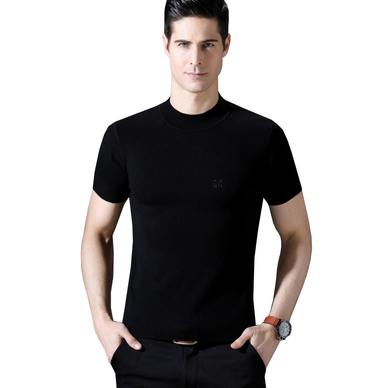 恒源祥纯羊毛t恤秋季款短袖纯色半袖打底针织t恤男视频