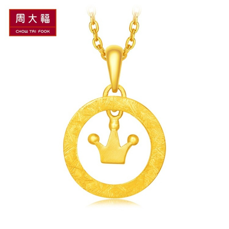周大福珠宝首饰皇冠足金黄金坠计价（工费128元）F194943