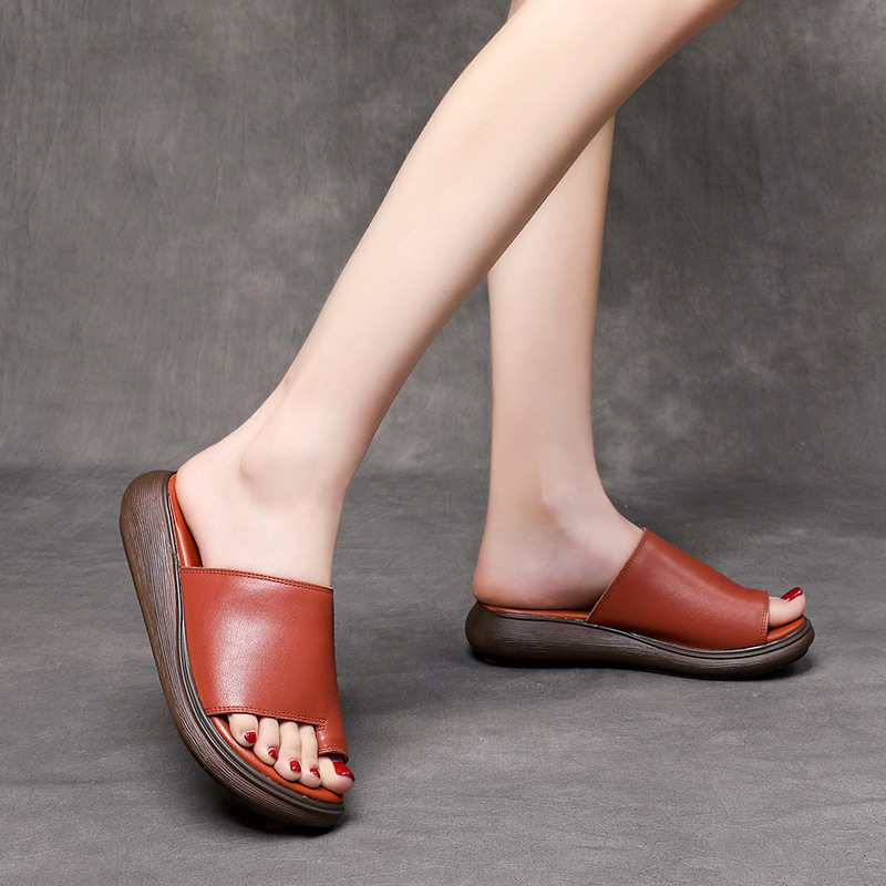 真皮厚底凉拖鞋女套趾2021夏季新款女士室外外穿皮凉拖视频