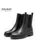 St&Sat/星期六冬季新款牛皮拼接蛇纹圆头短靴女鞋SS64117122
