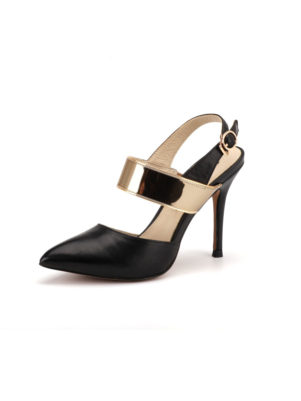 D:FUSE/迪芙斯春款新款羊皮尖头中后空金属饰女鞋DF61113028_LHR33