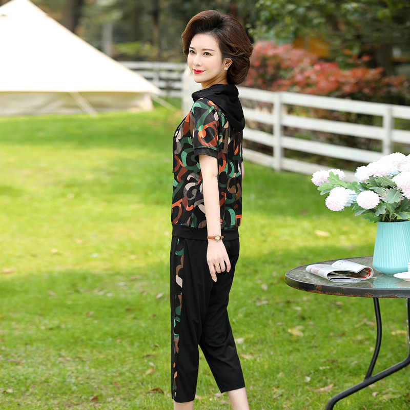 蓝旗blueg女士2020春季中老年妈妈装时尚休闲系列女装2件套装