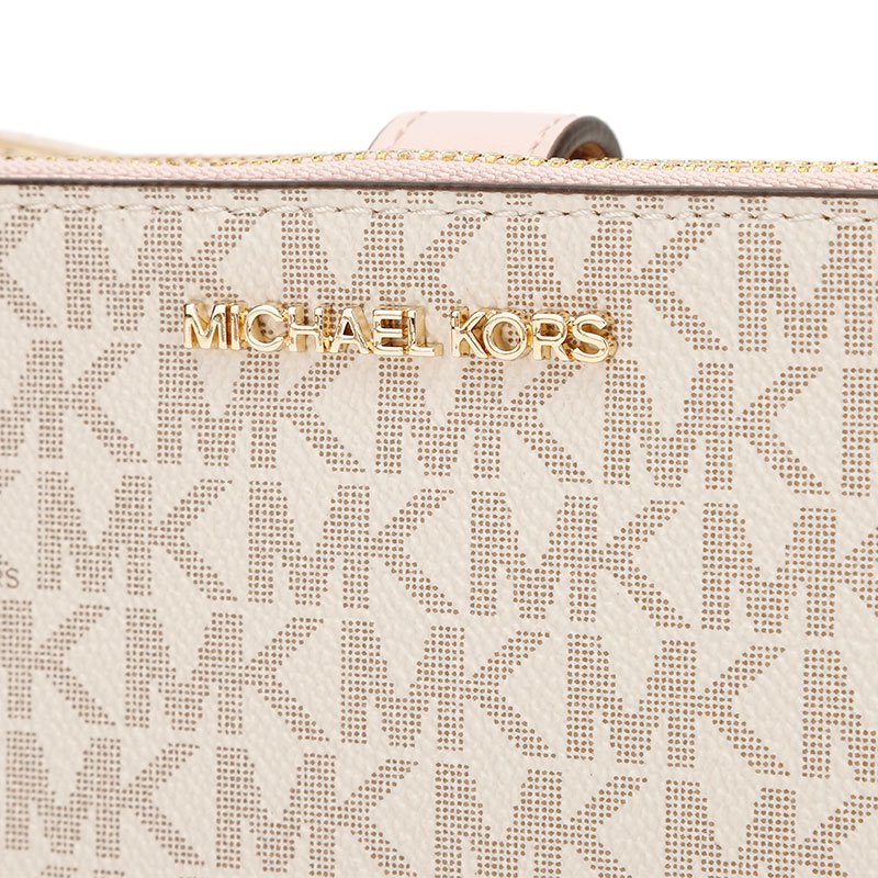 MICHAEL KORS MK 迈克·科尔斯 奢侈品 女士米白色人造革MK印花中长款手拿包手拎包钱包35F8GTVW0B