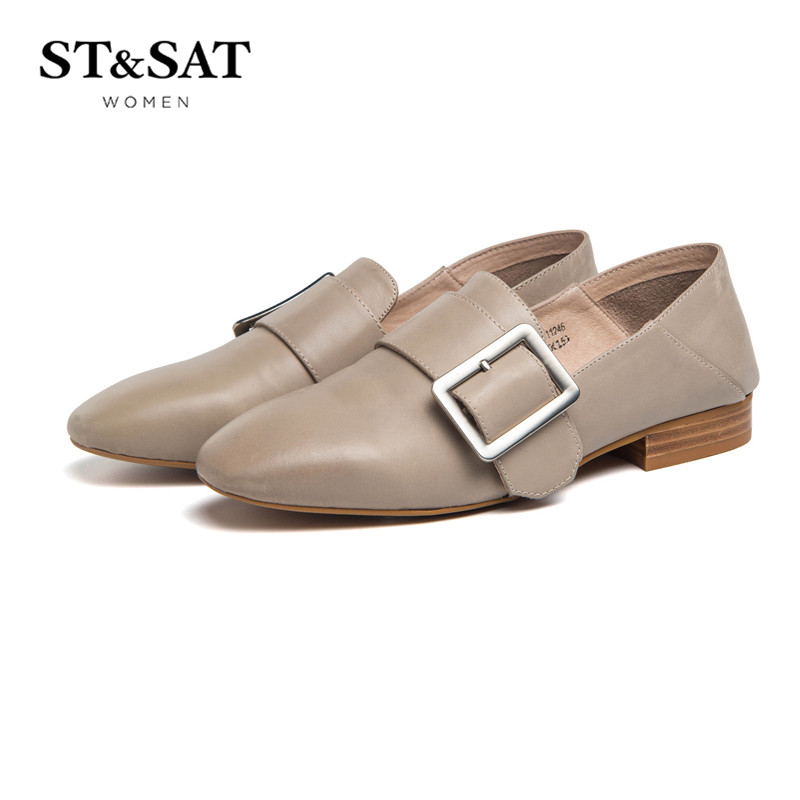 St&Sat/星期六牛皮方头皮带扣女单鞋SS71111246