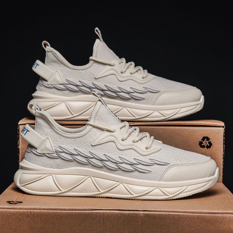 Ceba街头日常飞织透气休闲鞋2022春季男鞋个性鱼鳞片运动鞋青年椰子鞋图片